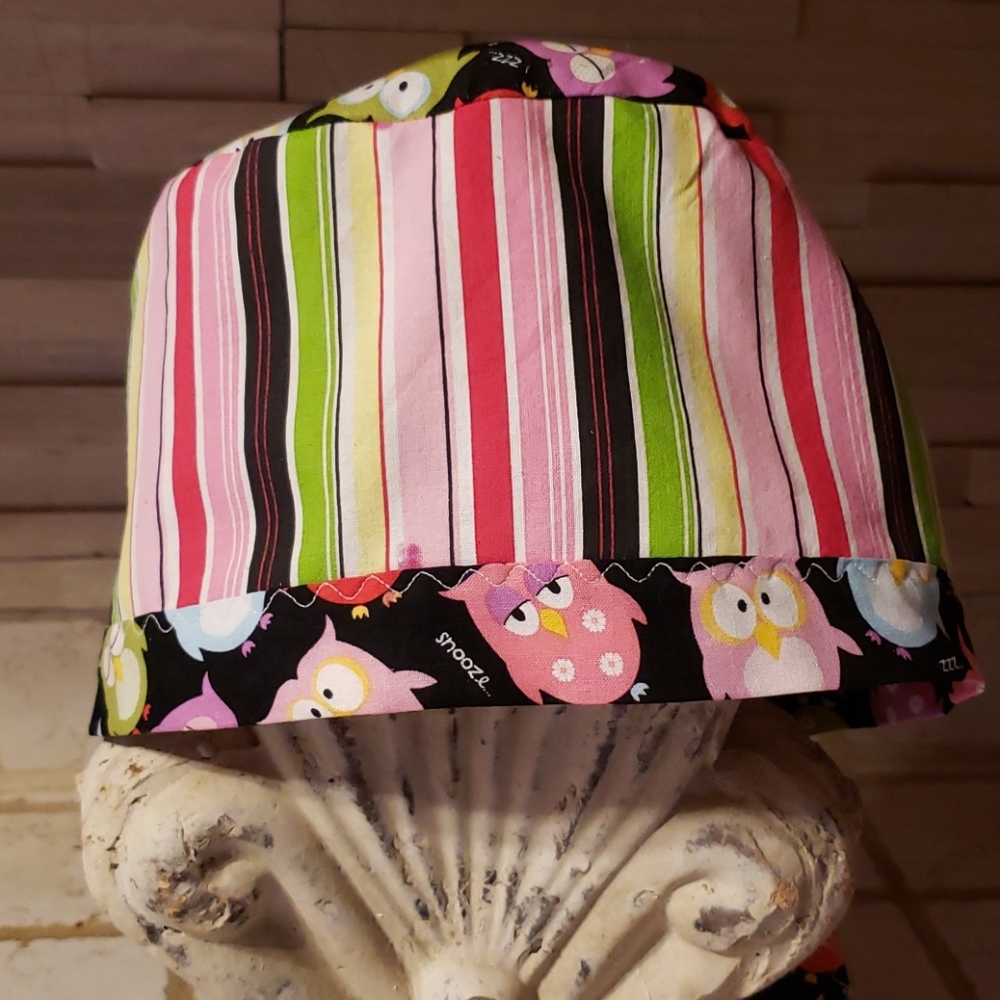 Super Cute Retro Owls Colorful Scrub Hat Cap